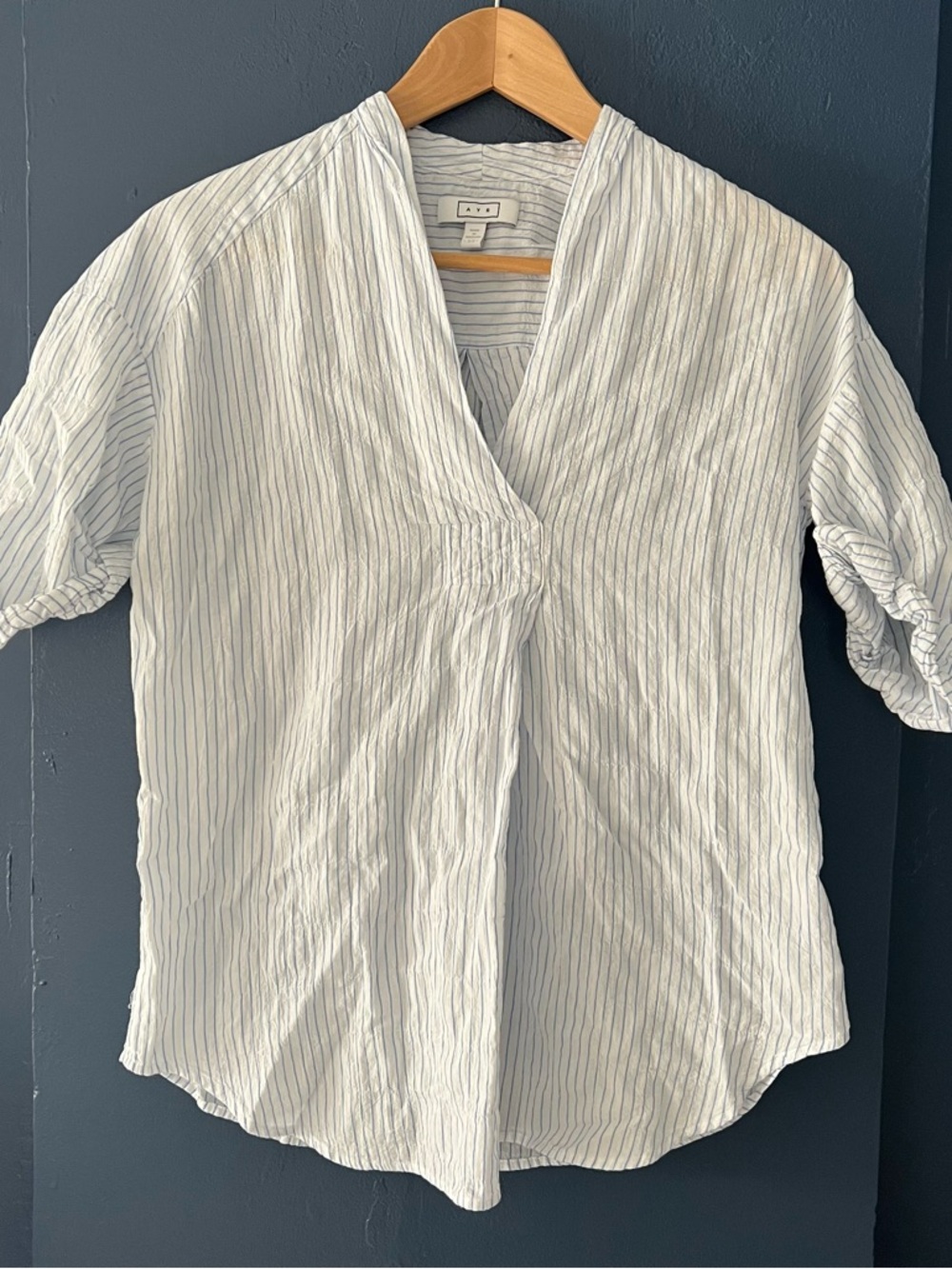 AYR White Pinstripe V-Neck Blouse